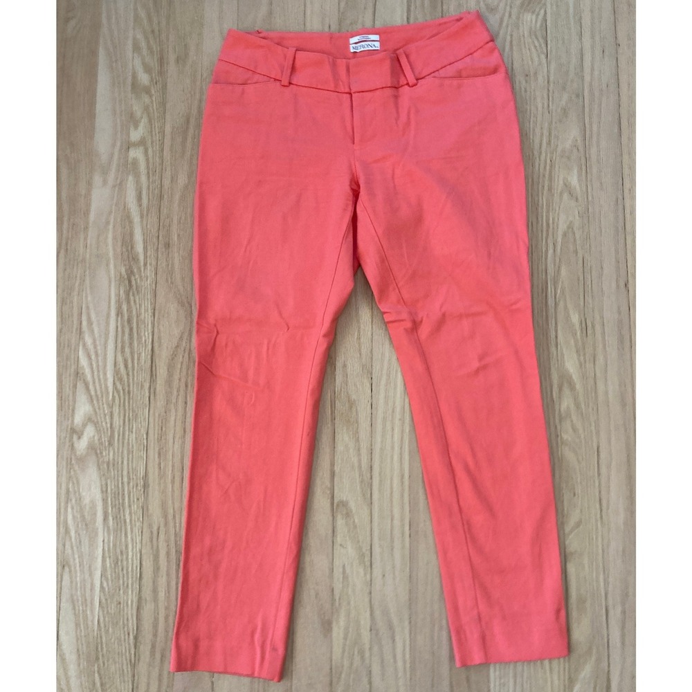 Merona Sz 4 Ankle Chino Trouser Pants Bright Coral Pink Relaxed Tapered Classics